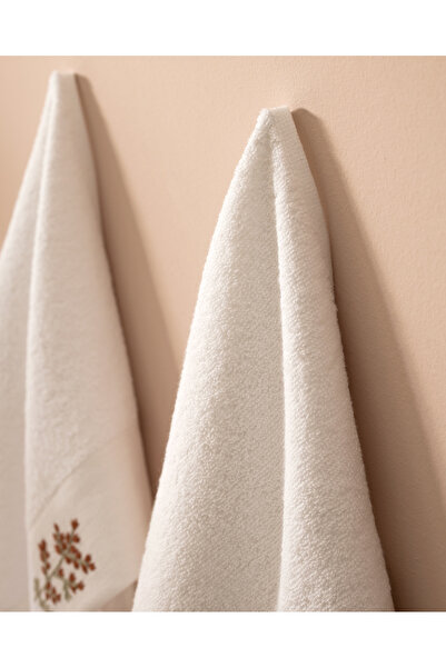 Madame Coco Slyvıa Вишитий 100% бавовняний рушник для рук, 2 шт. - Білий - 30x45 см