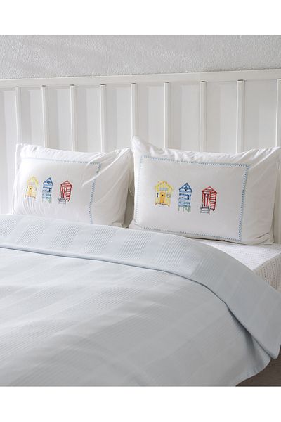 Madame Coco Mathilda King Size 100% Cotton Karde Plain Pique Set - Light Blue
