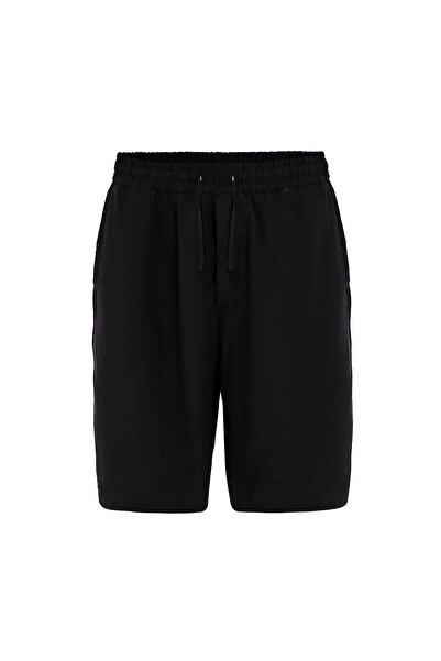 VAMOSCLO Oversize Modal Kumaş Bermuda Şort Siyah