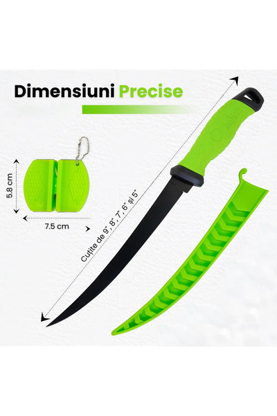 NEOSOR Set 5Cutite Filetat 9/8/7/6/5",Pentru Peste si Carne,Teaca Protectie,Manusi Antitaiere, Ascutitor