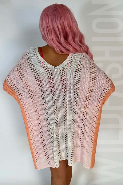 WildFashion Beach tunic made of airy crocheted material and gradient print SW2489-100 Universal