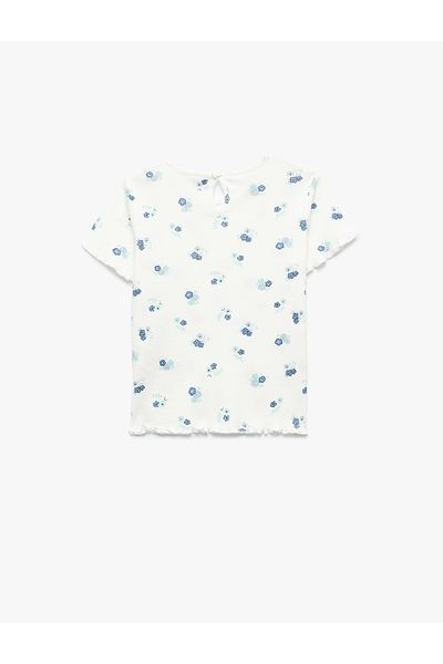 Koton Floral Pattern Crew Neck Short Sleeve Cotton T-Shirt