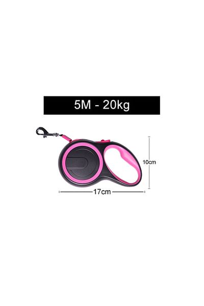 NO BRAND Extra strong retractable leash, pink, for dogs, extendable up to 5 meters, 20 kg