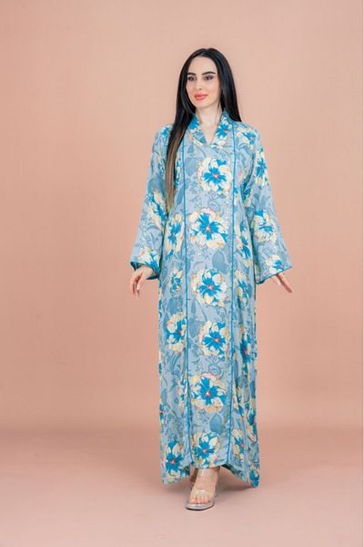 IKKXA Floral Elegance Collared Jalabiya