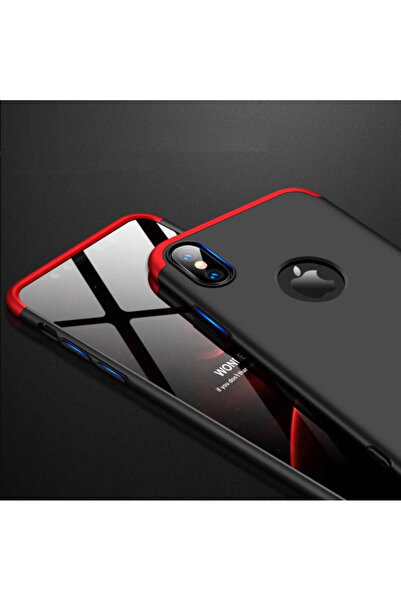 BLACK Carcasă pentru Apple iPhone X, GloMax 360 Negru-Roșu