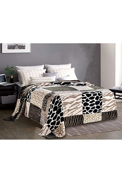 Fabienne Silky Soft Flannel Blanket Double 200x220cm Animal Print Throw for Sofa