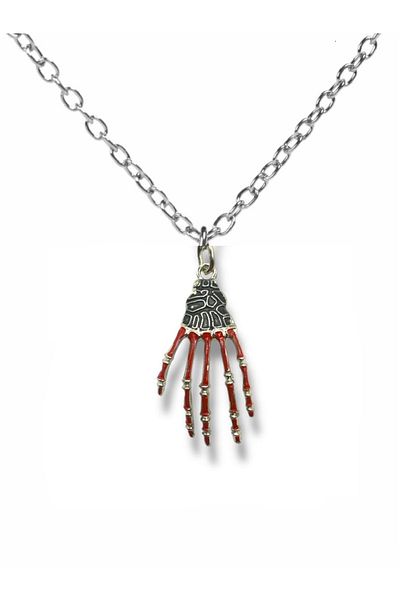Herşey Nota Red Skeleton Hand Figured Unisex Necklace – Gothic and Stunning Design - 60 cm Chain