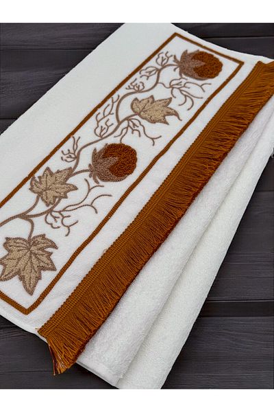 AYHANHOME Punch Embroidered Fringed 1 Piece 50X90 Hand Face Towel Set