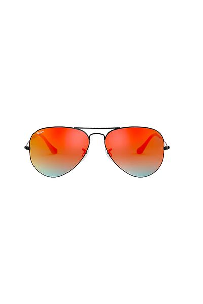 Ray-Ban Ray-Ban Aviator RB3025 002/4W – Sunglasses, Black, Orange Gradient Flash Lenses, Size 58