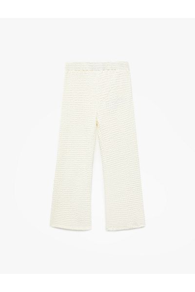 Koton Textured Spanish Leg Trousers with Elastic Waist