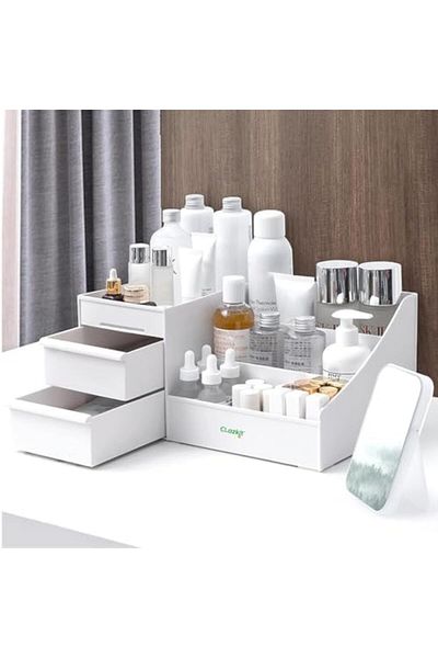 Clazkit Cosmetic Organizer Box Drawers Storage Plastic Stationary Box | Make Up Organiser For Women