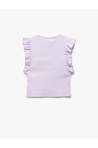 Koton Ruffled Bow Detailed Crew Neck Sleeveless Cotton Ribbed Tank Top