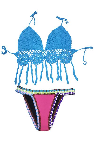 WildFashion Blue two-piece swimsuit with neoprene SW964-4