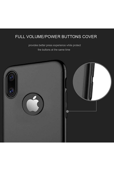 BLACK GloMax FullBody Black Case for Apple iPhone X with glass protector included