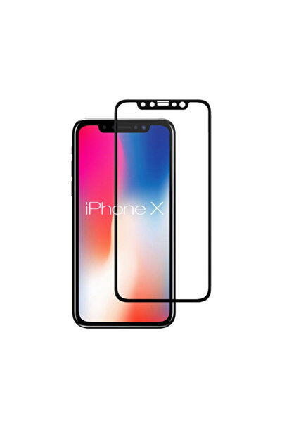 BLACK Защитно фолио от закалено стъкло за цял екран, съвместимо с iPhone X / ...