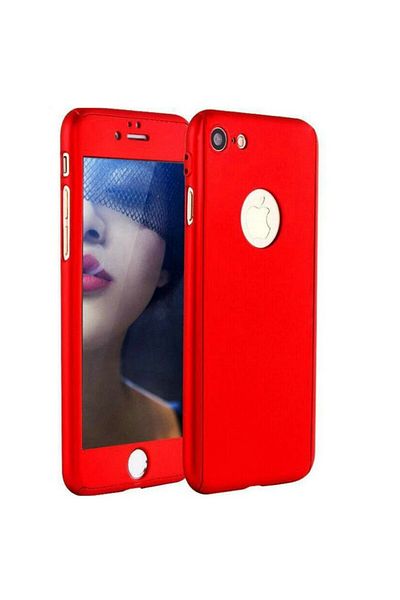 OEM Carcasă Full Cover 360° (față + spate + sticlă) pentru Apple iPhone 8, roșie