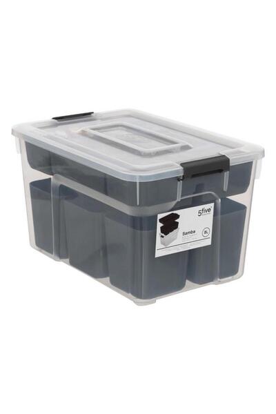 Generic Five Simply Smart Samba Durable Polypropylene Storage Compartment Box Clear and Black 8 Liter 160431