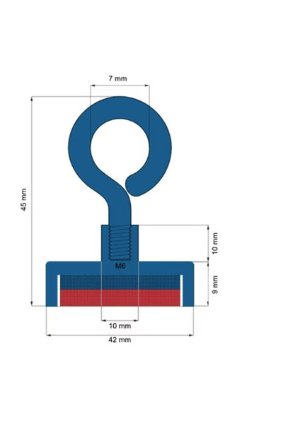 OEM Magnet tip oală, diametru D42 mm, cârlig inelar, neodim puternic, suprafa...