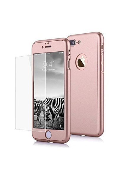 Rose Protective case for iPhone 7, Rose-Gold, Fullbody front-back with free glass film