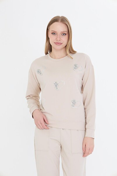 TIFFANY&TOMATO Kalpli Taş Baskılı Sweatshirt