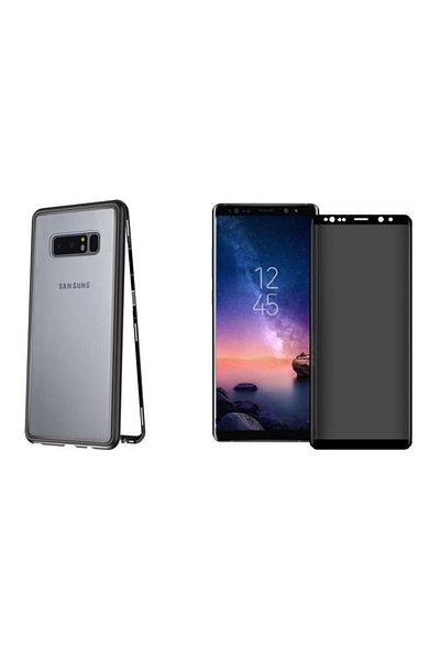 OEM Carcasă magnetică pentru Samsung Galaxy Note 8 cu spate din sticlă securizată și protector de ecran pentru confidențialitate, MyStyle
