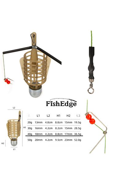 FishEdge Montură pentru pescuitul crapului și carasului, două cârlige, momeală de 40 de grame