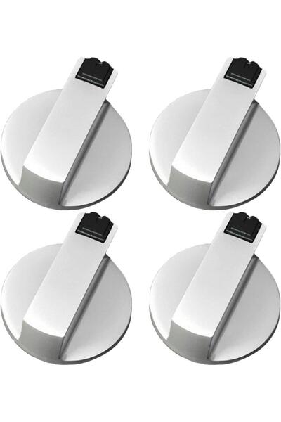 Silver Set de 4 butoane pentru aragaz, Metal, 40 mm, Argintiu