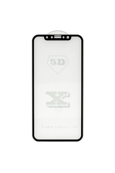 BLACK Προστατευτικό οθόνης από καμπύλο γυαλί για iPhone X 5D FULL GLUE, Μαύρο