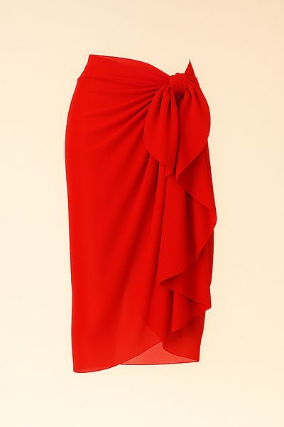 VOOP Red Long Summer Chiffon Beach Pareo 80X150 cm Breathable Thin Fabric