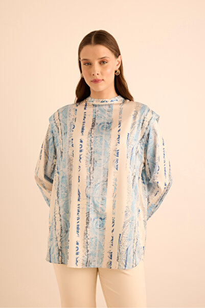 Aker Desenli Omuzları Bant Detaylı Tunik