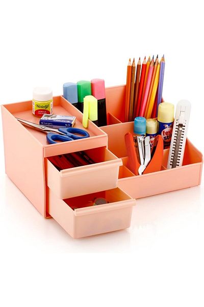 Clazkit Cosmetic Organizer Box Drawers Storage Plastic Stationary Box | Make Up Organiser For Women