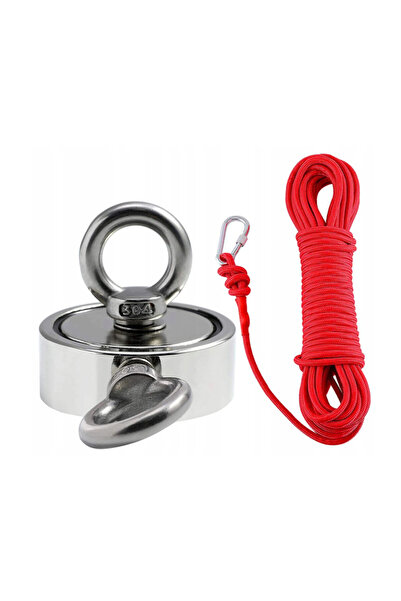 Silver Μαγνήτης νεοδυμίου, 180 kg, Σχοινί με καραμπίνερ, 20 m, Ασημί/Κόκκινο