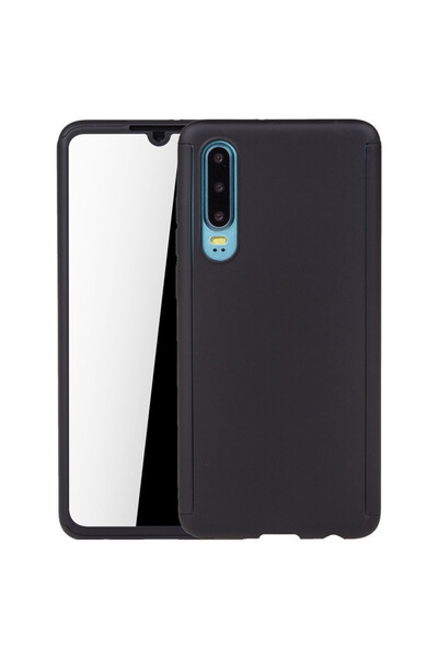 BLACK Θήκη πλήρους κάλυψης 360° (μπροστά + πίσω + γυάλινη μεμβράνη) για Huawe...
