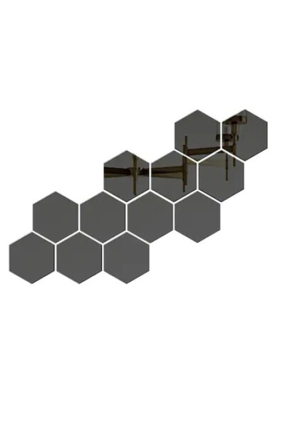 BLACK Set de 12 stickere acrilice autoadezive, tip oglindă decorativă, 3D, 126x110x63mm, Negre