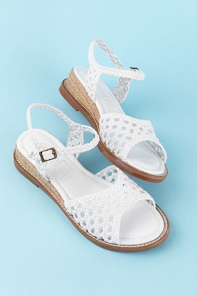 Gondol Women's Genuine Leather Hand Knitted Special Straw Wrapped Sandals Ell.7245