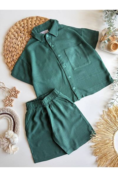 maykids Oversize Shirt Shorts Set Khaki