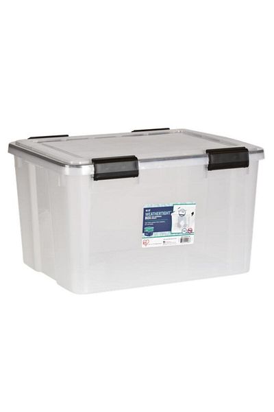 Generic صندوق مقاوم للعوامل الجوية من IRIS مع أبازيم معززة، شفاف وأسود، سعة 46 كوارت، 110450