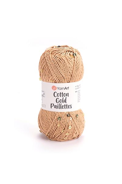 Yarnart Cotton Gold Paillettes - Knitting Yarn Beige-7105