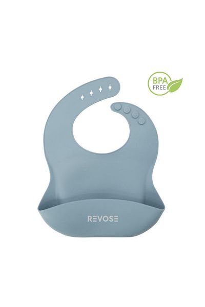 REVOSE Set Complet Diversificare Din Silicon ™, Farfurie Cu Tacamuri, Bavetica, Cana, Bol, Dusty Blue