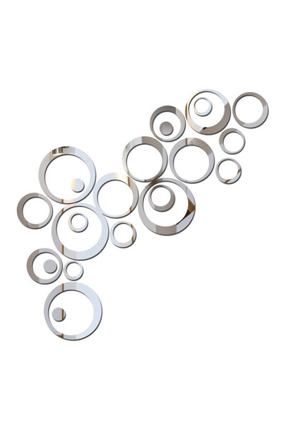 Silver Set de 24 de autocolante decorative pentru oglinzi, acrilice, 2,5-14 c...