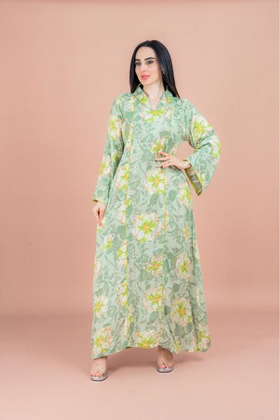 IKKXA Floral Elegance Collared Jalabiya