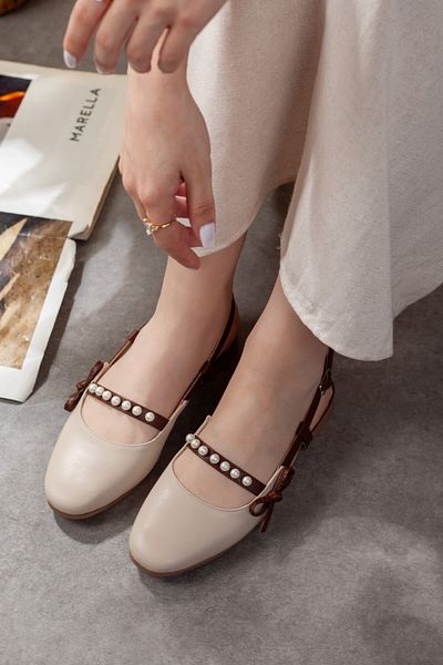 Adım Adım Women's Bead Detailed Open Back Ballerinas