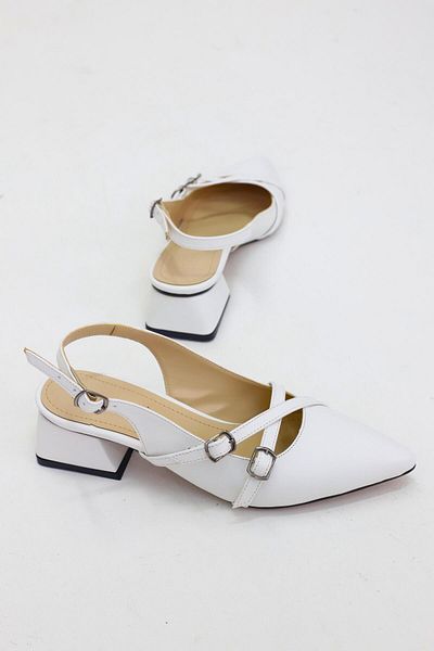 Weynes Stiletto alb pentru femei cu centură WSB3042