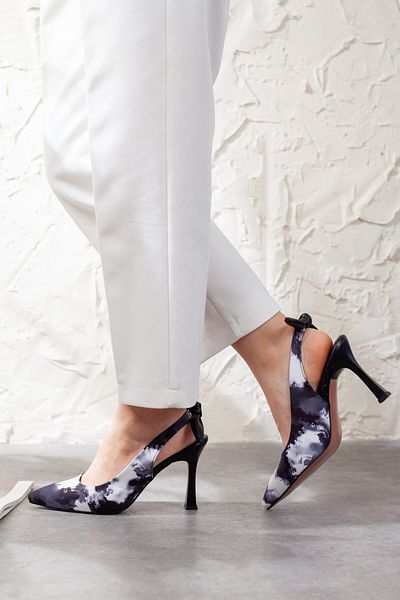 Adım Adım Kadin Back Bow Patterned Heeled Shoes