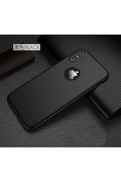 BLACK Carcasă compatibilă cu iPhone X / XS FULL 360 UltraThin cu folie de sticlă neagră