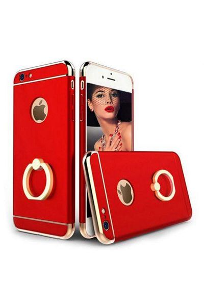 OEM Carcasă Apple iPhone 6/6S, inel MyStyle Elegance Luxury 3 în 1, culoare roșie
