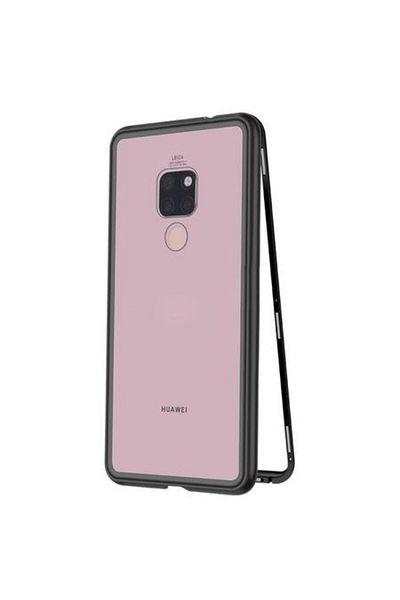 BLACK Husă magnetică neagră pentru Huawei Mate 20, Elegance Luxury, cu spate din sticlă securizată premium