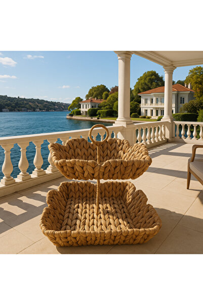 Veliday 2 Katlı Kare Hasır Meyvelik-Sebzelik- Papatya Meyvelik 38 CM*27 CM