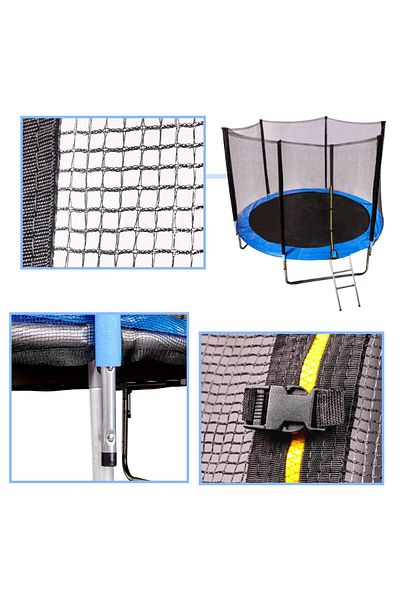 SERSIMO Trambulina Copii De Exterior 305 Cm, Cu Plasa De Protectie Si Scara, Sarcina Maxima 150 Kg, Albastra