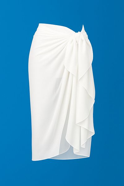 VOOP White Long Summer Chiffon Beach Pareo 80X150 cm Breathable Thin Fabric